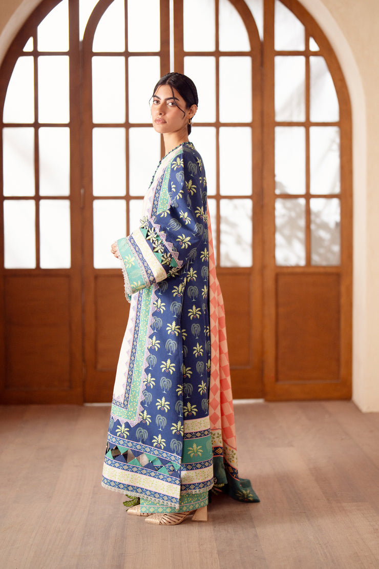 3 Piece - Printed & Embroidered Khaddar Suit - AU-02