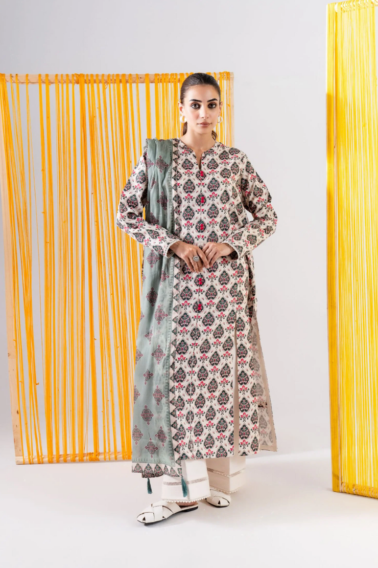 3 Piece - Printed Lawn Suit - MLD1-01