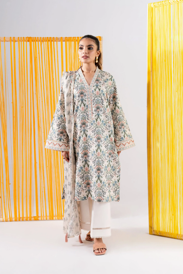 3 Piece - Printed Lawn Suit - MLD1-10